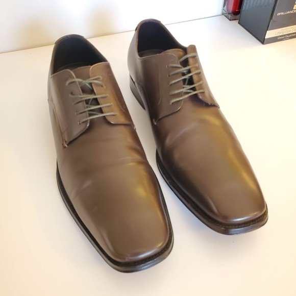 HUGO BOSS MEN'S BROWN LEATHER DERBY - Picture 2 of 9